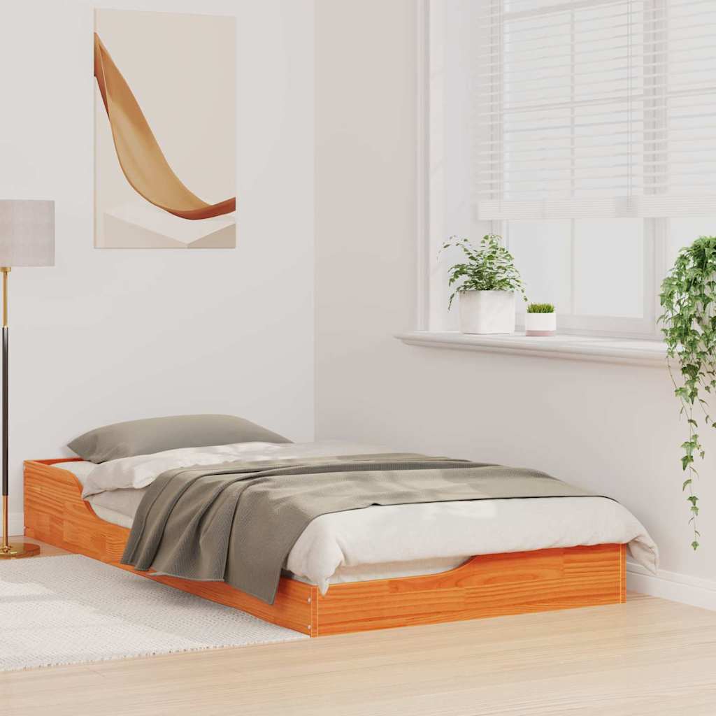 Struttura del letto Marrone cerato 90 x 190 cm Pino massello | homemem39