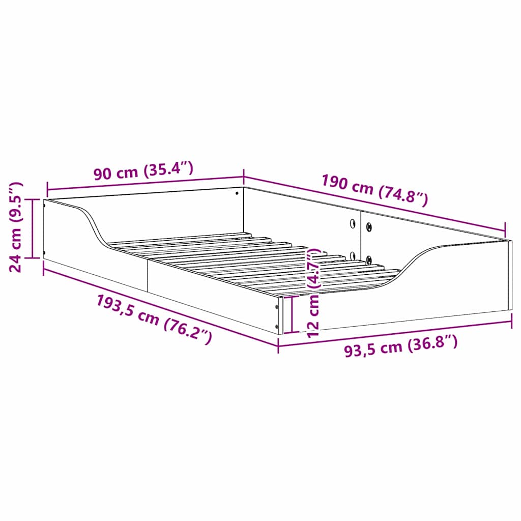 Struttura del letto Marrone cerato 90 x 190 cm Pino massello