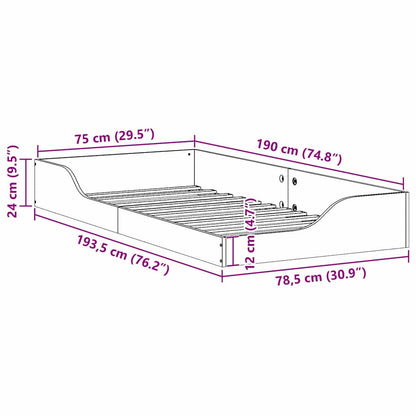 Struttura del letto Marrone 75 x 190 cm Pino massello