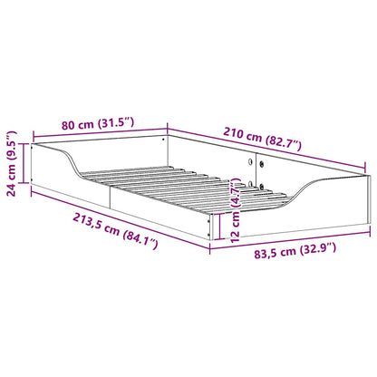 Struttura del letto Marrone 80 x 210 cm Pino massello
