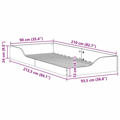 Struttura del letto Marrone cerato 90 x 210 cm Pino massello | homemem39