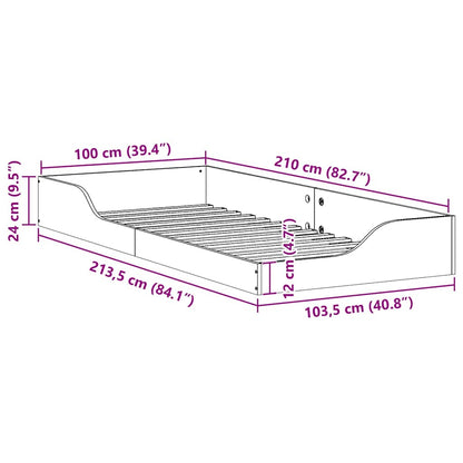 Struttura del letto Marrone 100 x 210 cm Pino massello