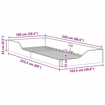 Struttura del letto Bianco 100 x 220 cm Pino massello