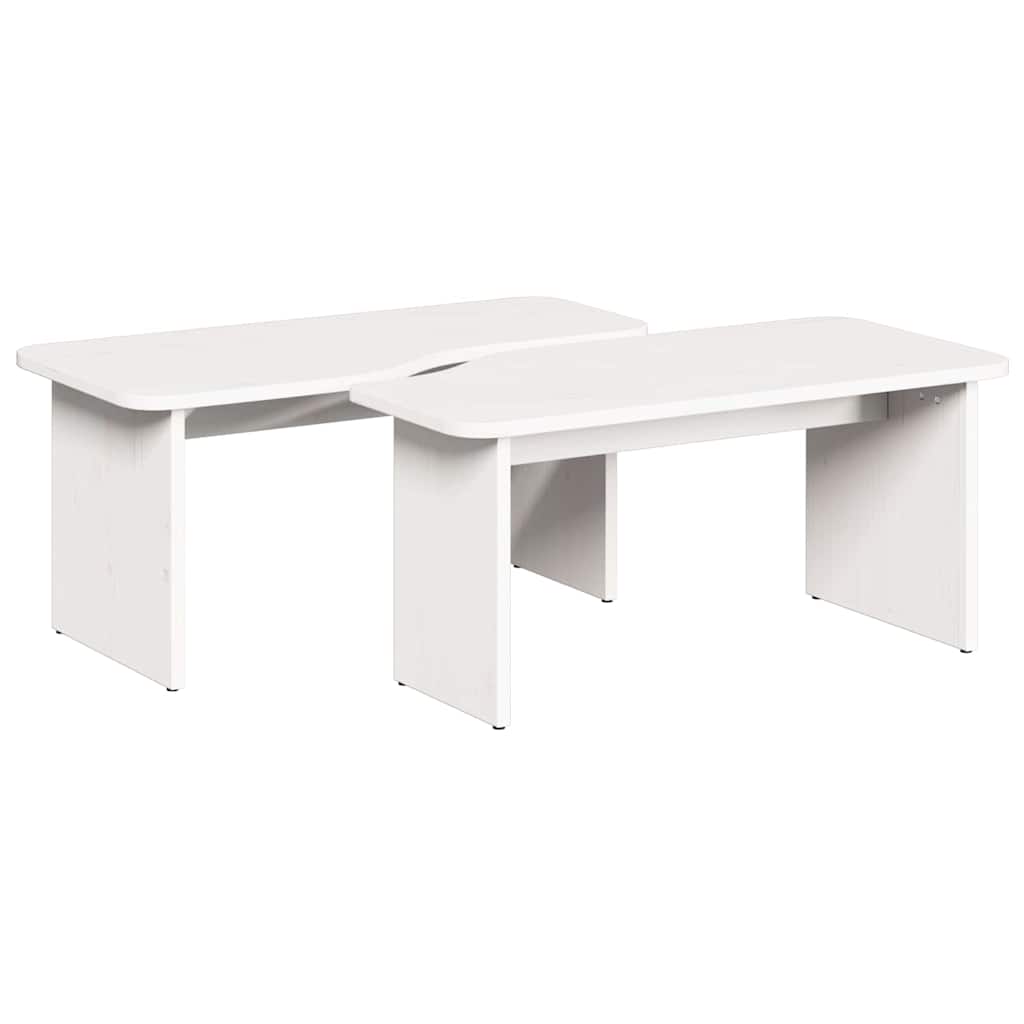 Tavolino da salotto 2 pcs Bianco Legno di pino massello