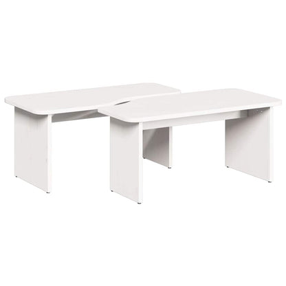 Tavolino da salotto 2 pcs Bianco Legno di pino massello