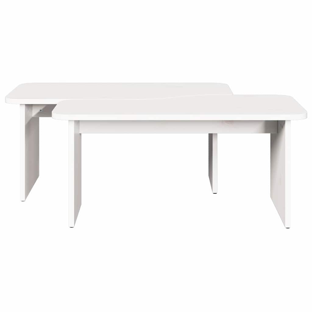 Tavolino da salotto 2 pcs Bianco Legno di pino massello