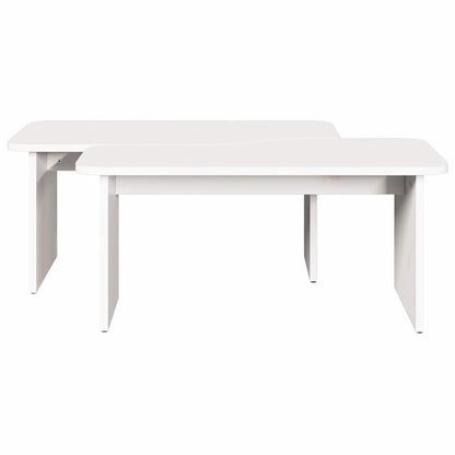 Tavolino da salotto 2 pcs Bianco Legno di pino massello
