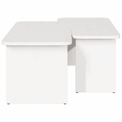 Tavolino da salotto 2 pcs Bianco Legno di pino massello | homemem39