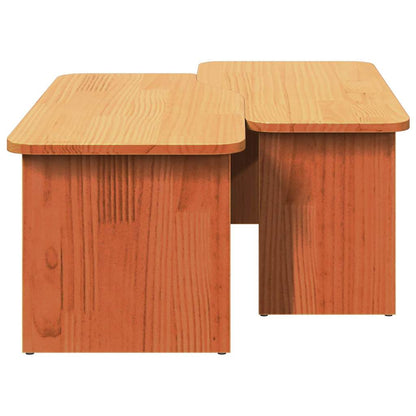 Tavolino da salotto 2 pcs Marrone cerato Legno di pino massello | homemem39