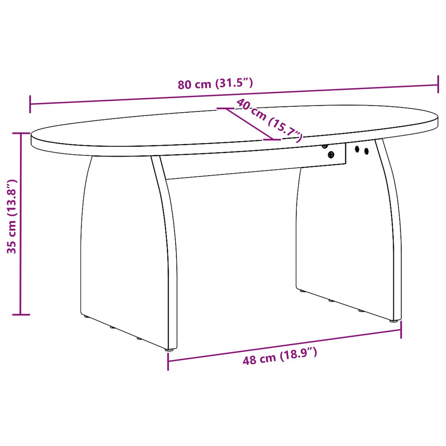 Tavolino da salotto Marrone 80 x 40 x 35 cm Pino massello