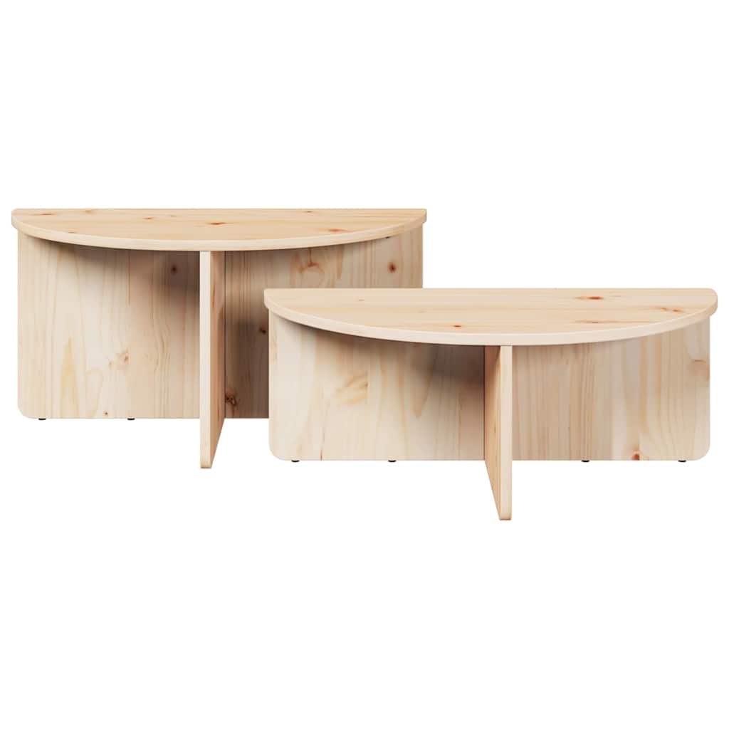 Tavolino da salotto 2 pcs Naturale Legno di pino massello