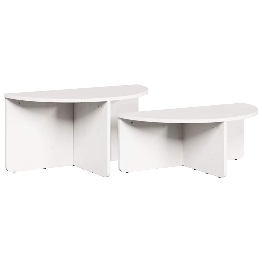 Tavolino da salotto 2 pcs Bianco Legno di pino massello