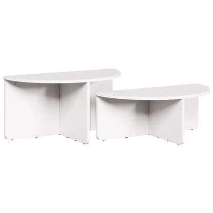 Tavolino da salotto 2 pcs Bianco Legno di pino massello