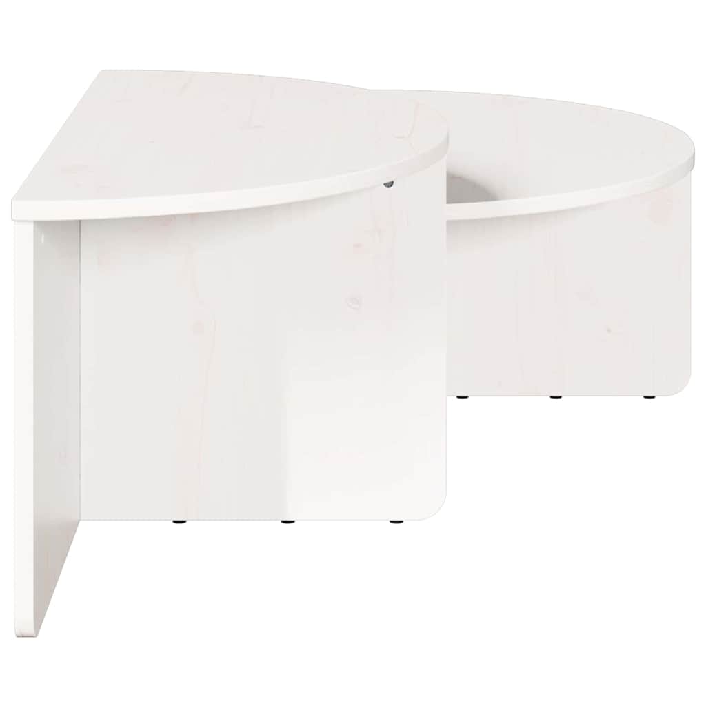 Tavolino da salotto 2 pcs Bianco Legno di pino massello