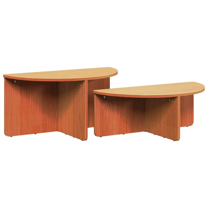 Tavolino da salotto 2 pcs Marrone cerato Legno di pino massello