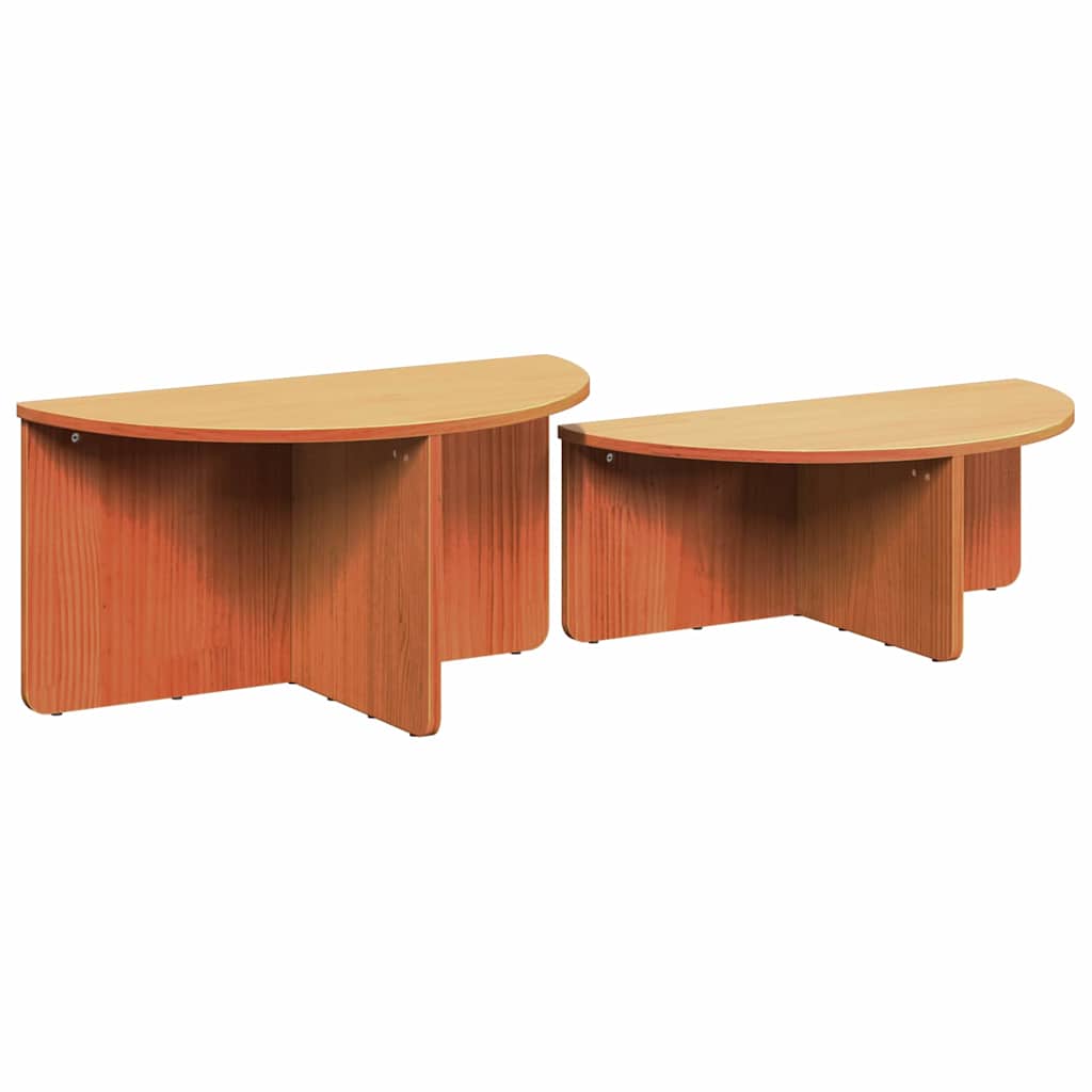 Tavolino da salotto 2 pcs Marrone cerato Legno di pino massello