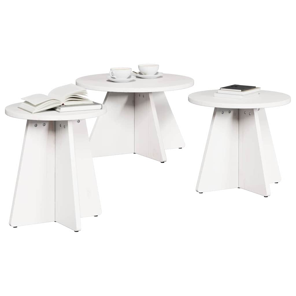 Tavolino da salotto 3 pcs Bianco