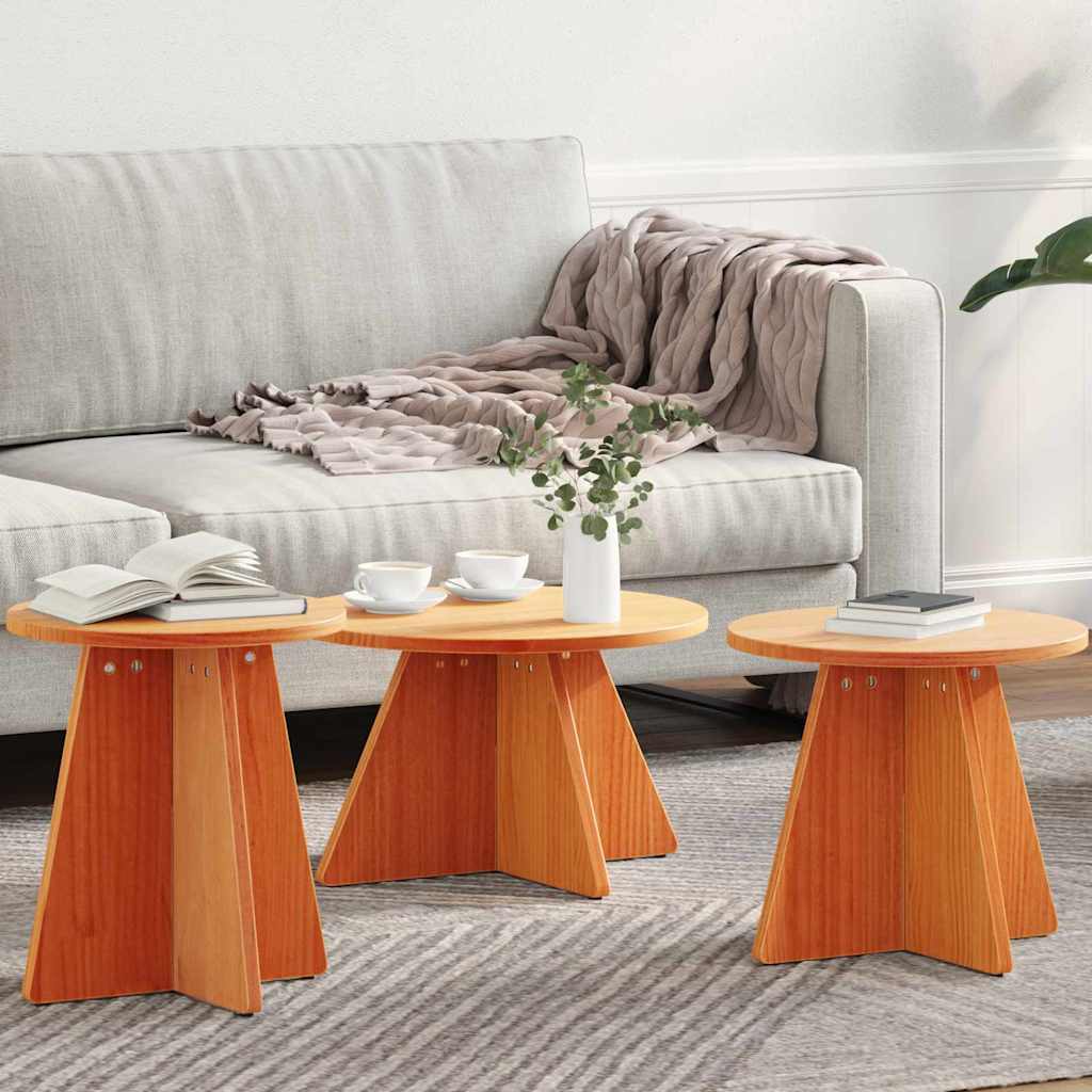 Tavolino da salotto 3 pcs Marrone cerato