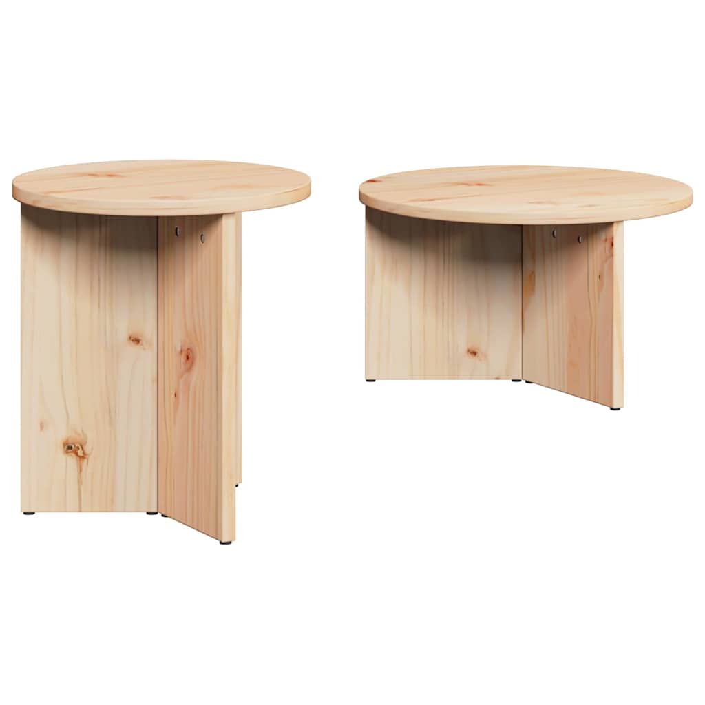 Tavolino da salotto 2 pcs Naturale Legno massello di pino