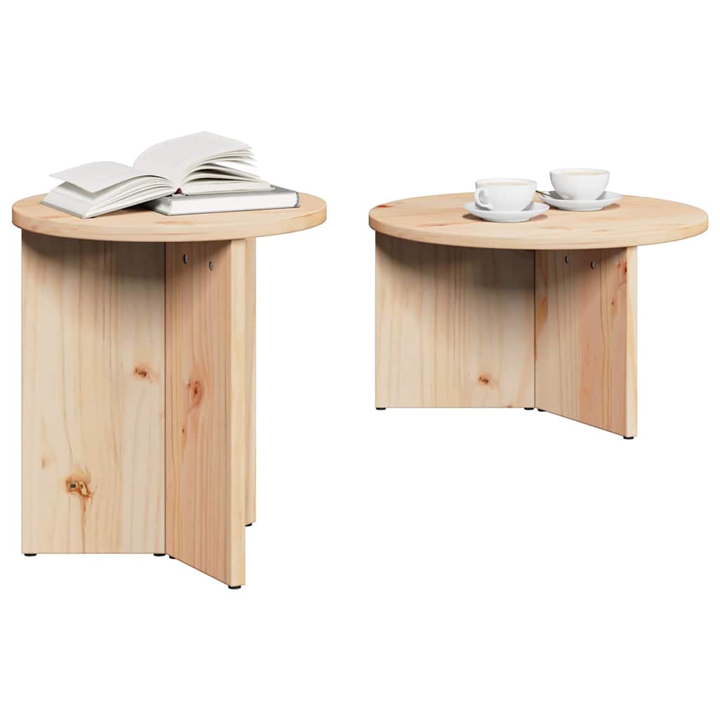 Tavolino da salotto 2 pcs Naturale Legno massello di pino
