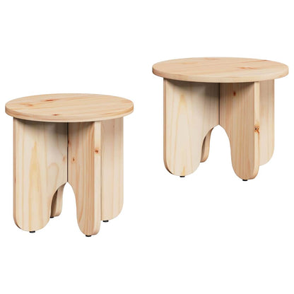 Tavolino da salotto 2 pcs Naturale Legno massello di pino