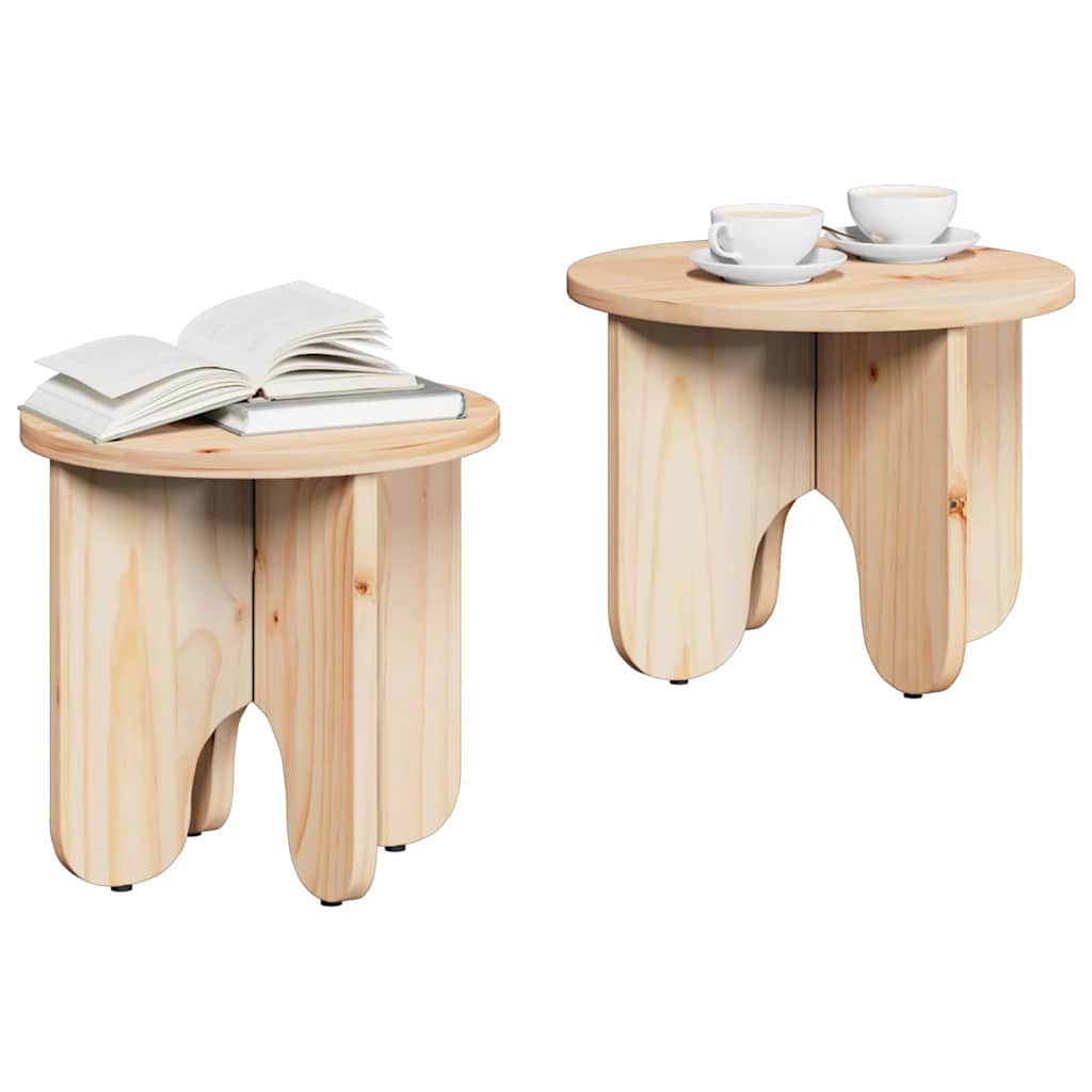 Tavolino da salotto 2 pcs Naturale Legno massello di pino