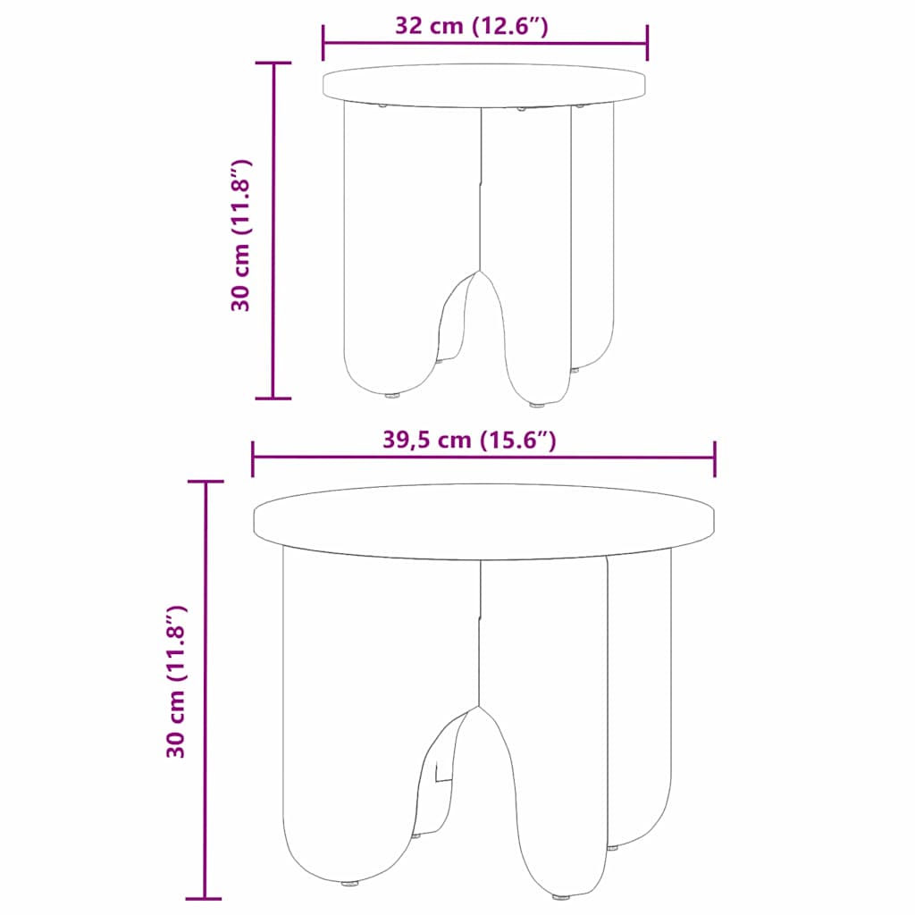 Tavolino da salotto 2 pcs Naturale Legno massello di pino