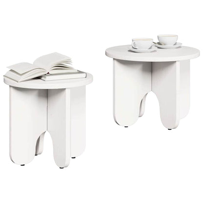 Tavolino da salotto 2 pcs Bianco Legno massello di pino
