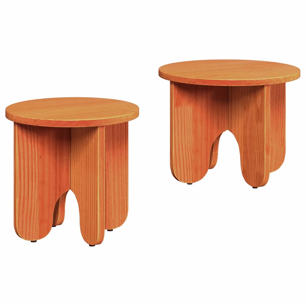 Tavolino da salotto 2 pcs Marrone cerato Legno massello di pino