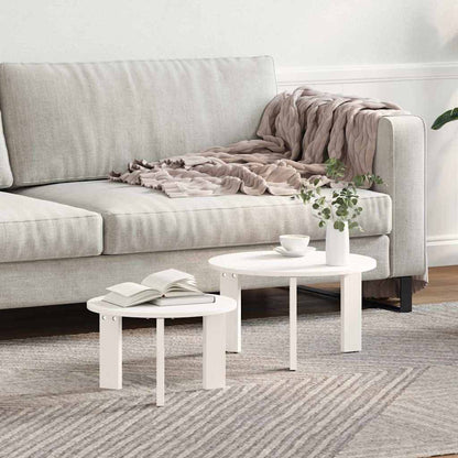 Tavolino da salotto 2 pcs Bianco Legno massello di pino