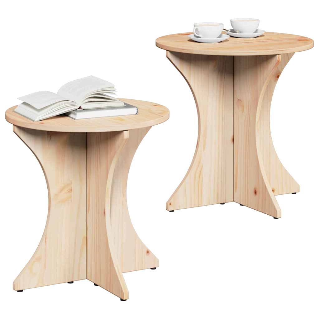 Tavolino da salotto 2 pcs Naturale Legno di pino massello
