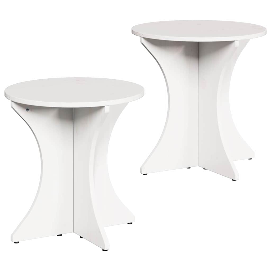Tavolino da salotto 2 pcs Bianco Legno di pino massello
