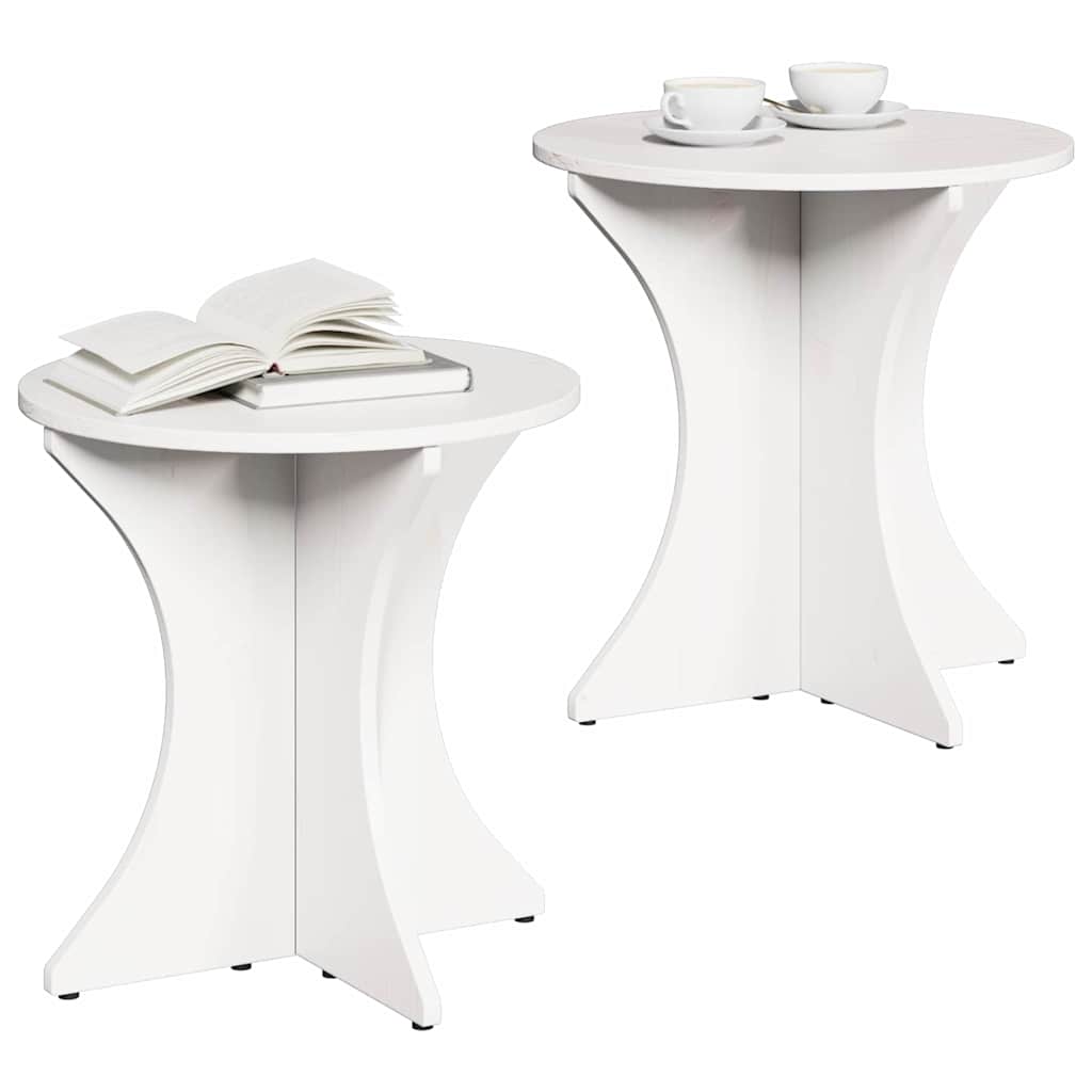 Tavolino da salotto 2 pcs Bianco Legno di pino massello