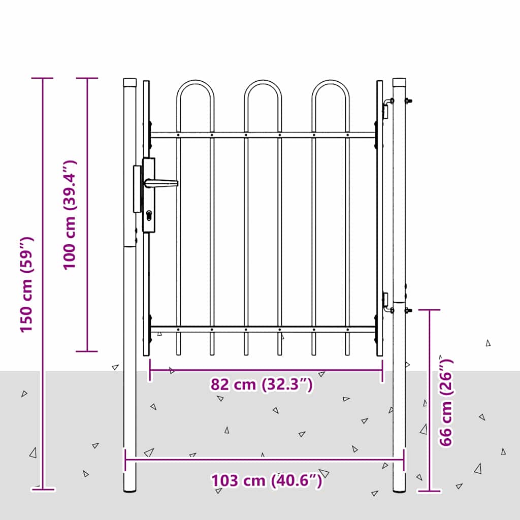 Cancello per recinzione con blocco Grigio 103 x 150 cm