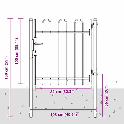 Cancello per recinzione con blocco Grigio 103 x 150 cm