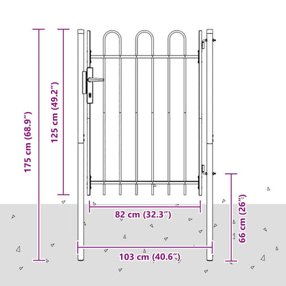 Cancello per recinzione con blocco Grigio 103 x 175 cm