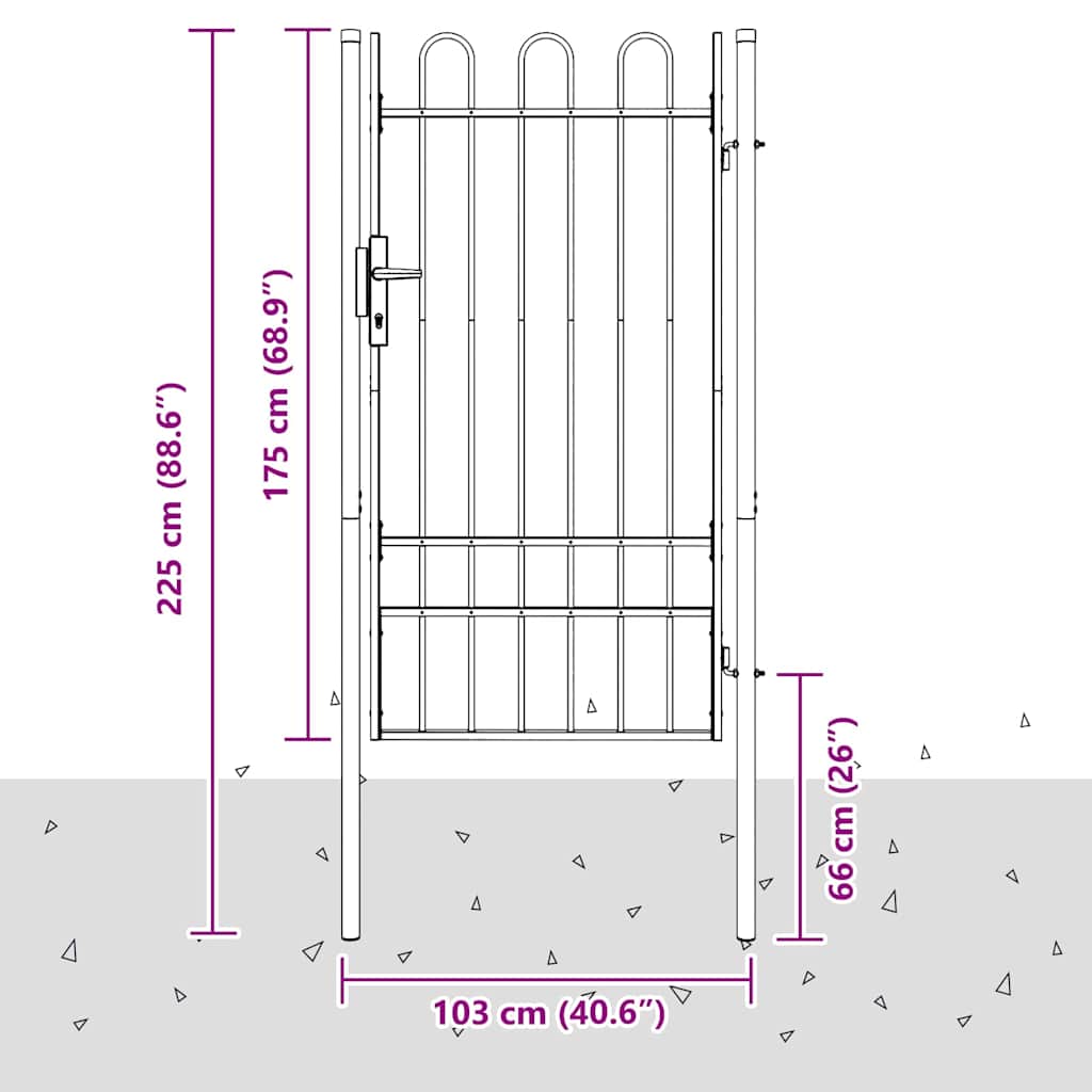 Cancello per recinzione con blocco Grigio 103 x 225 cm
