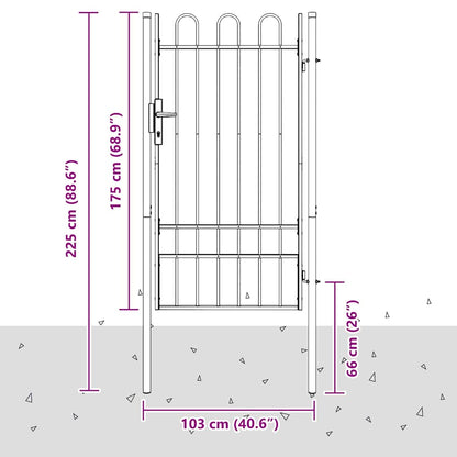 Cancello per recinzione con blocco Grigio 103 x 225 cm