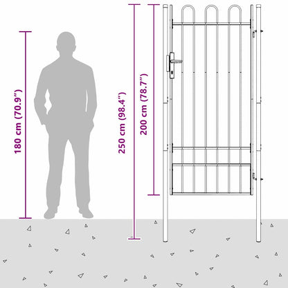 Cancello per recinzione con blocco Grigio 103 x 250 cm