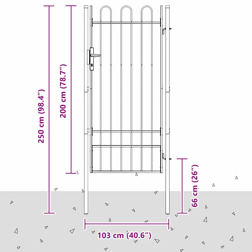Cancello per recinzione con blocco Grigio 103 x 250 cm