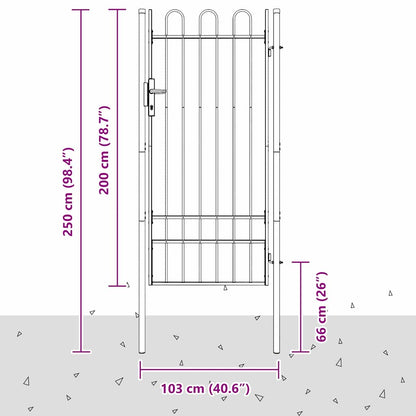 Cancello per recinzione con blocco Grigio 103 x 250 cm