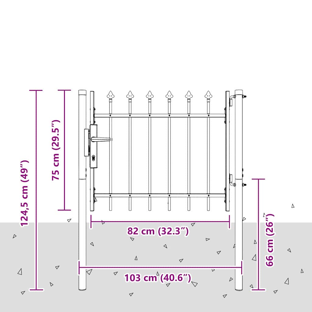 Cancello per recinzione con blocco Grigio 103 x 250 cm