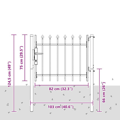 Cancello per recinzione con blocco Grigio 103 x 250 cm
