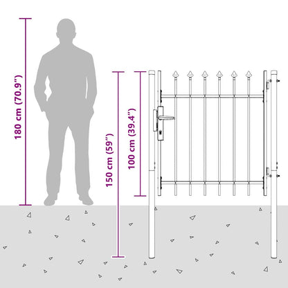 Cancello per recinzione con blocco Grigio 103 x 150 cm