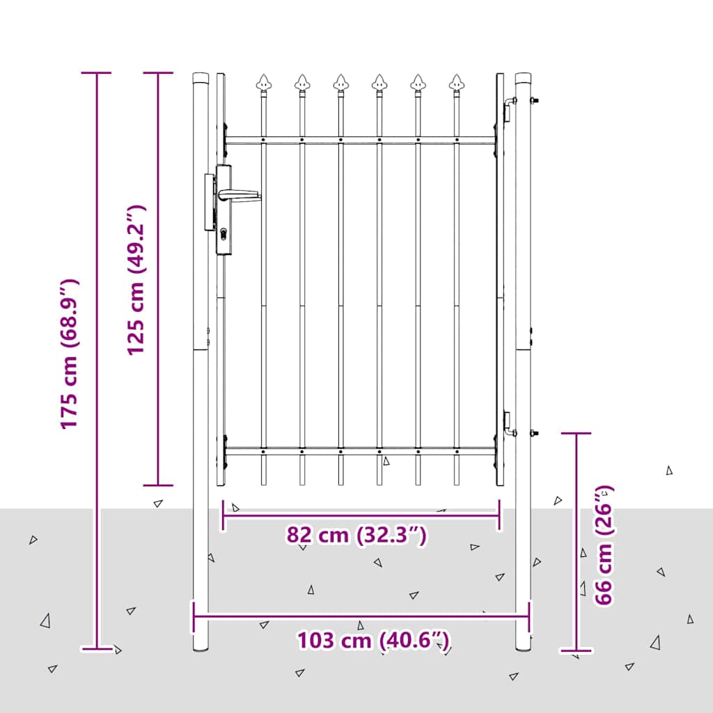 Cancello per recinzione con blocco Grigio 103 x 175 cm