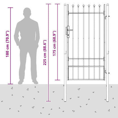 Cancello per recinzione con blocco Grigio 103 x 225 cm