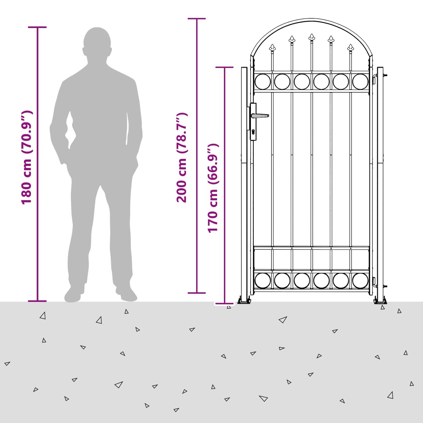 Palo della recinzione Grigio 200 x 88 x 14 cm Acciaio
