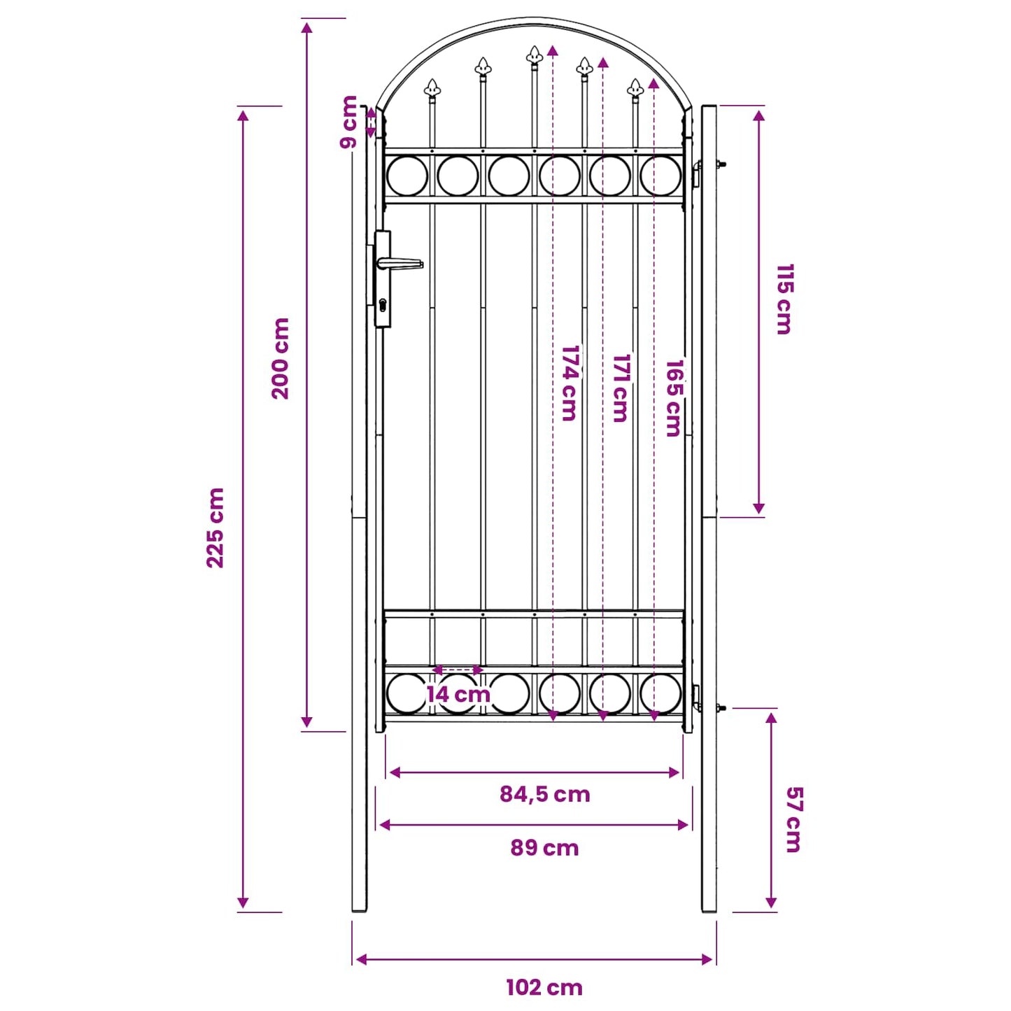 Cancello per recinzione ASSEN 100 x 195 cm | homemem39