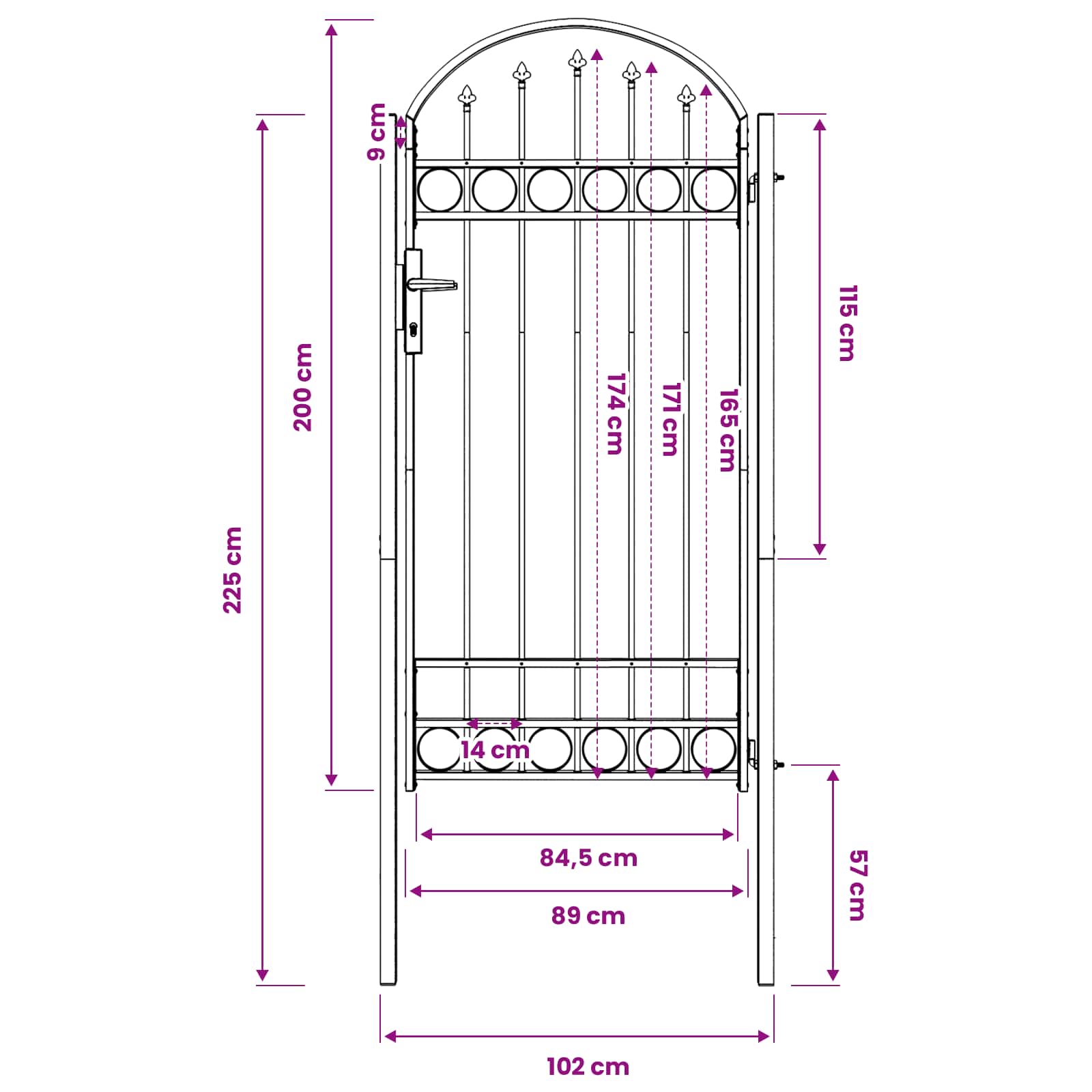 Cancello per recinzione ASSEN 100 x 195 cm | homemem39