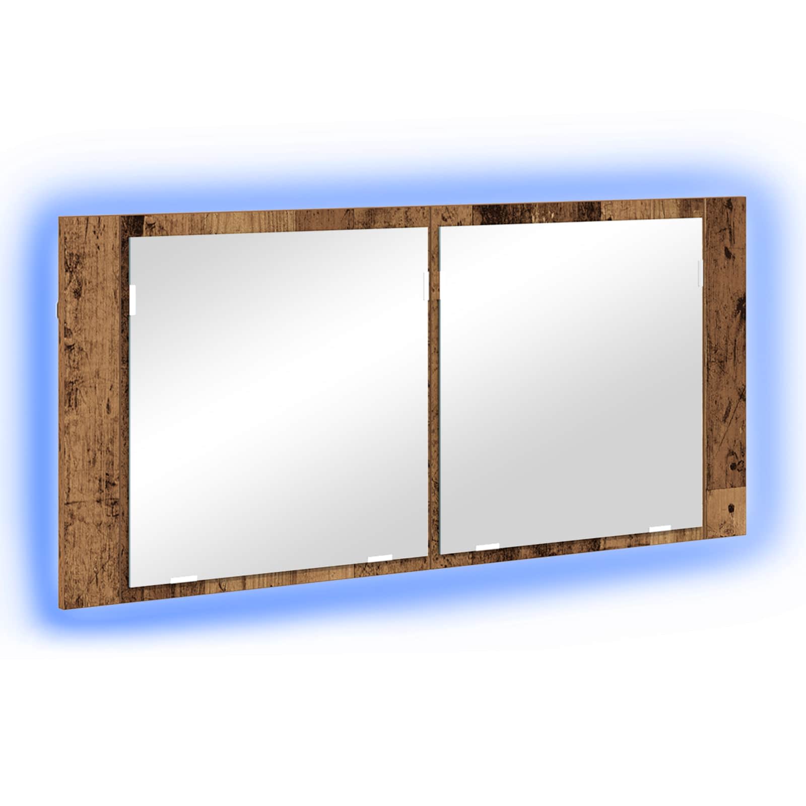 Armadio Specchio LED Legno vecchio 100 x 12 x 45 cm | homemem39